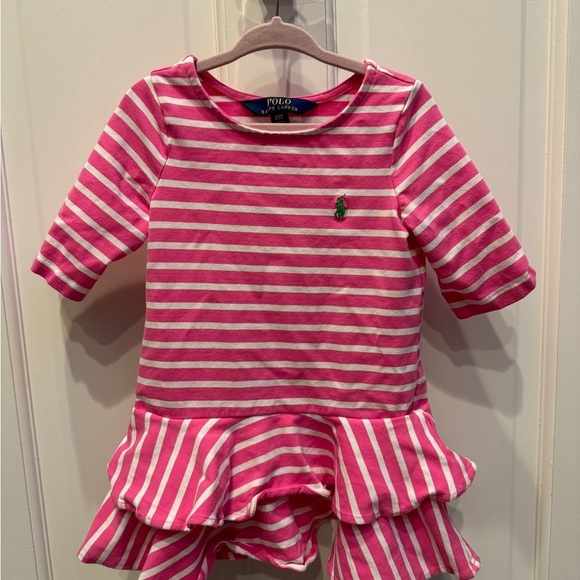 Ralph Lauren Other - 🎉HP🎊 NWOT Polo Ralph Lauren 2T Girls Pink & White Striped Long Sleeve Dress